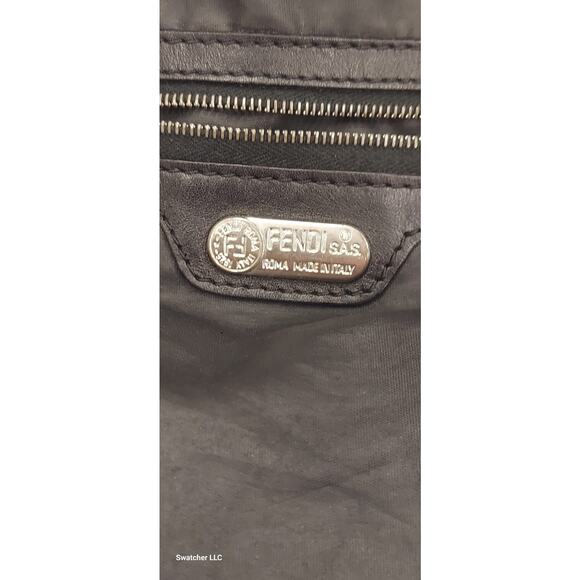 Fendi Zucca Shoulder Bag Black Nylon Canvas FF Logo Vintage - Picture 5 of 7